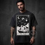 Vintage Washed The Fool Tarot Card Print T-shirt | Gthic.com