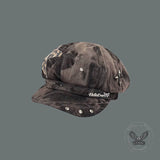 Vintage Washed Tie-Dye Rivet Design Y2K Beret
