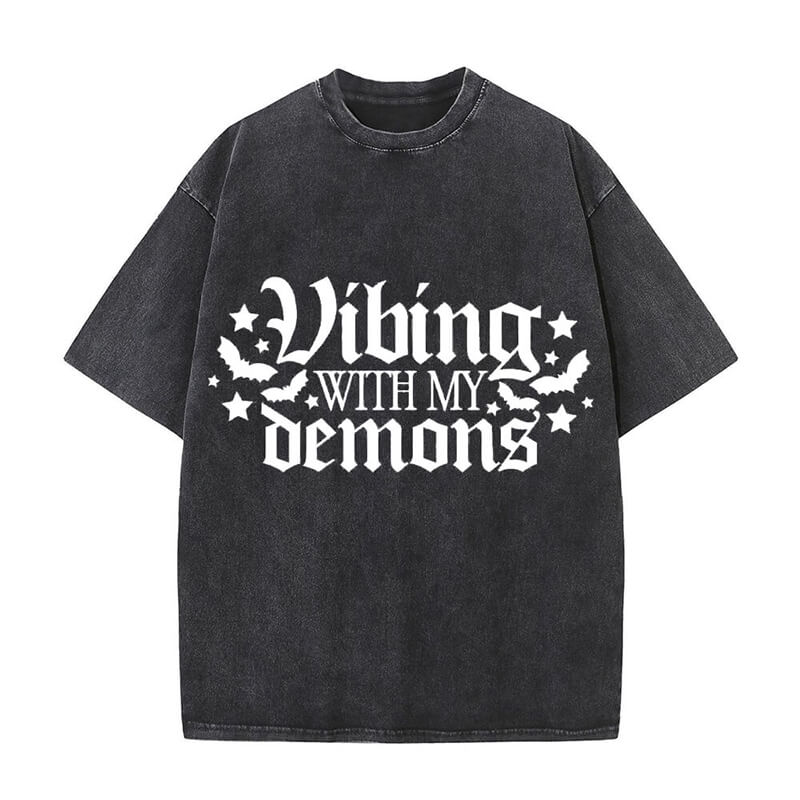 Vintage Washed Vibing With My Demons T-shirt | Gthic.com