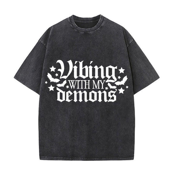 Vintage Washed Vibing With My Demons T-shirt | Gthic.com