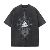 Vintage Washed Viking Totems Ravens T-shirt | Gthic.com