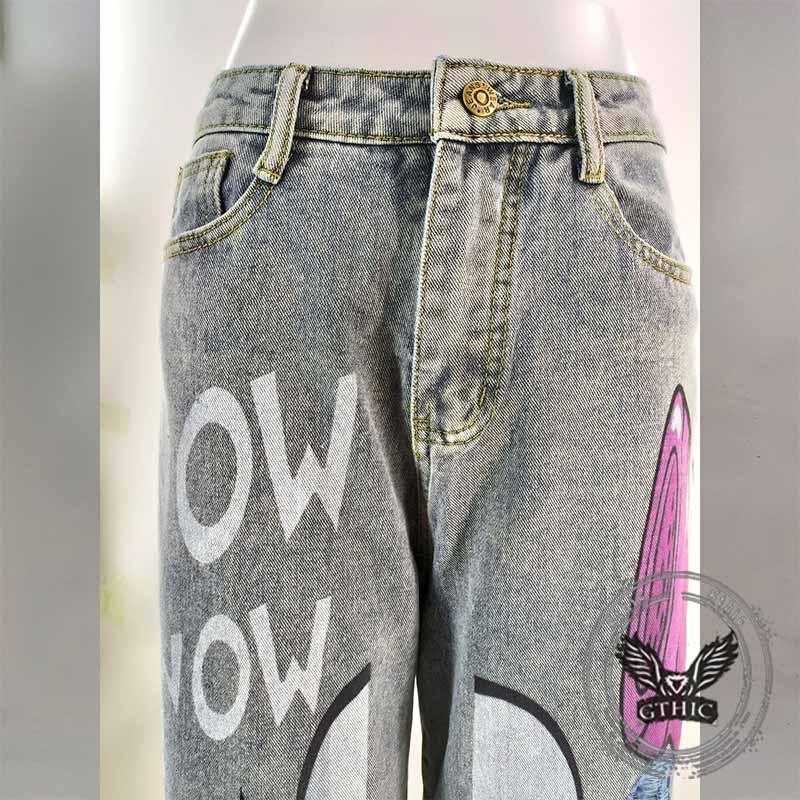 Punk-Hose für Herren aus Baumwolle mit Aufnäher und Totenkopf-Aufdruck