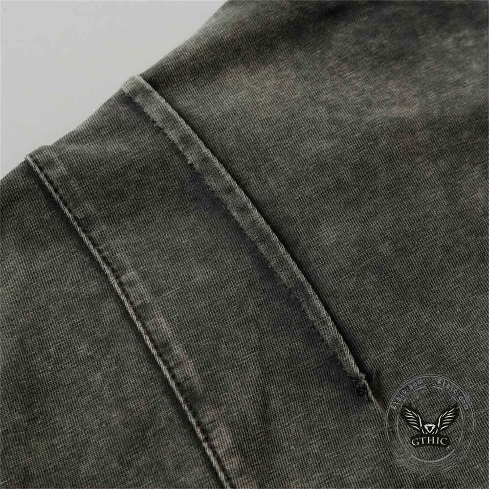 Vintage Washed Zipper Pocket Distressed T-shirt