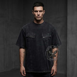 Vintage Washed Zipper Pocket Distressed T-shirt | Gthic.com