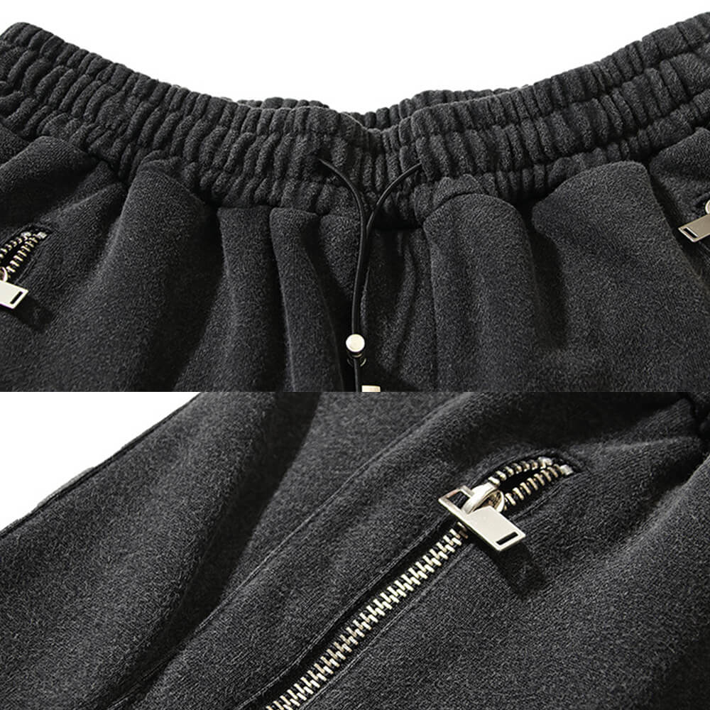 Vintage Washed Zipper Pocket Drawstring Shorts