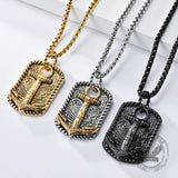 Vintage Wave Anchor Stainless Steel Pendant | Gthic.com