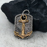 Vintage Wave Anchor Stainless Steel Pendant