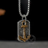 Vintage Wave Anchor Stainless Steel Pendant