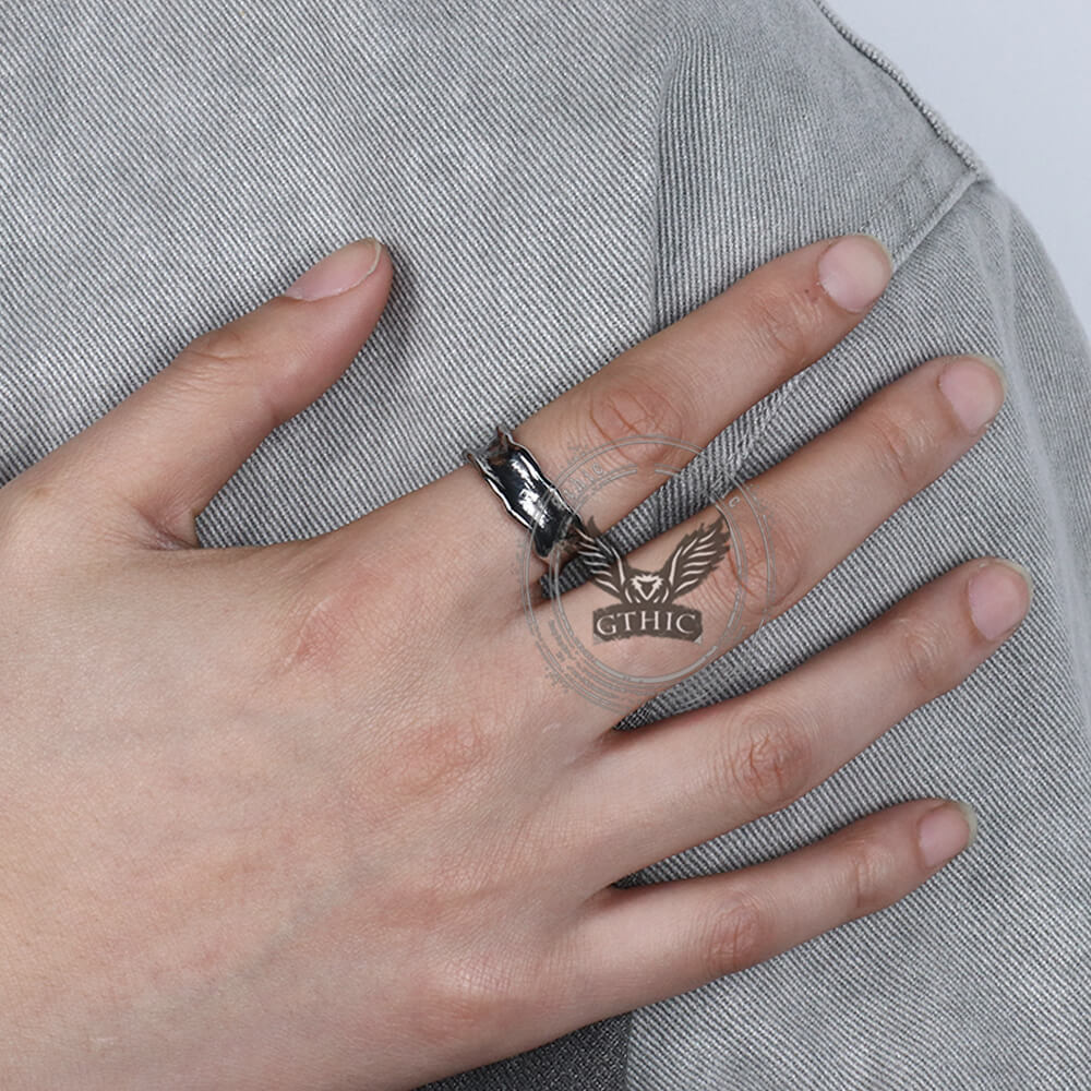Vintage Wave Stainless Steel Simple Ring | Gthic.com