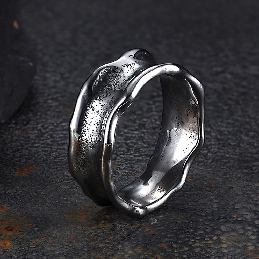 Vintage Wave Stainless Steel Simple Ring