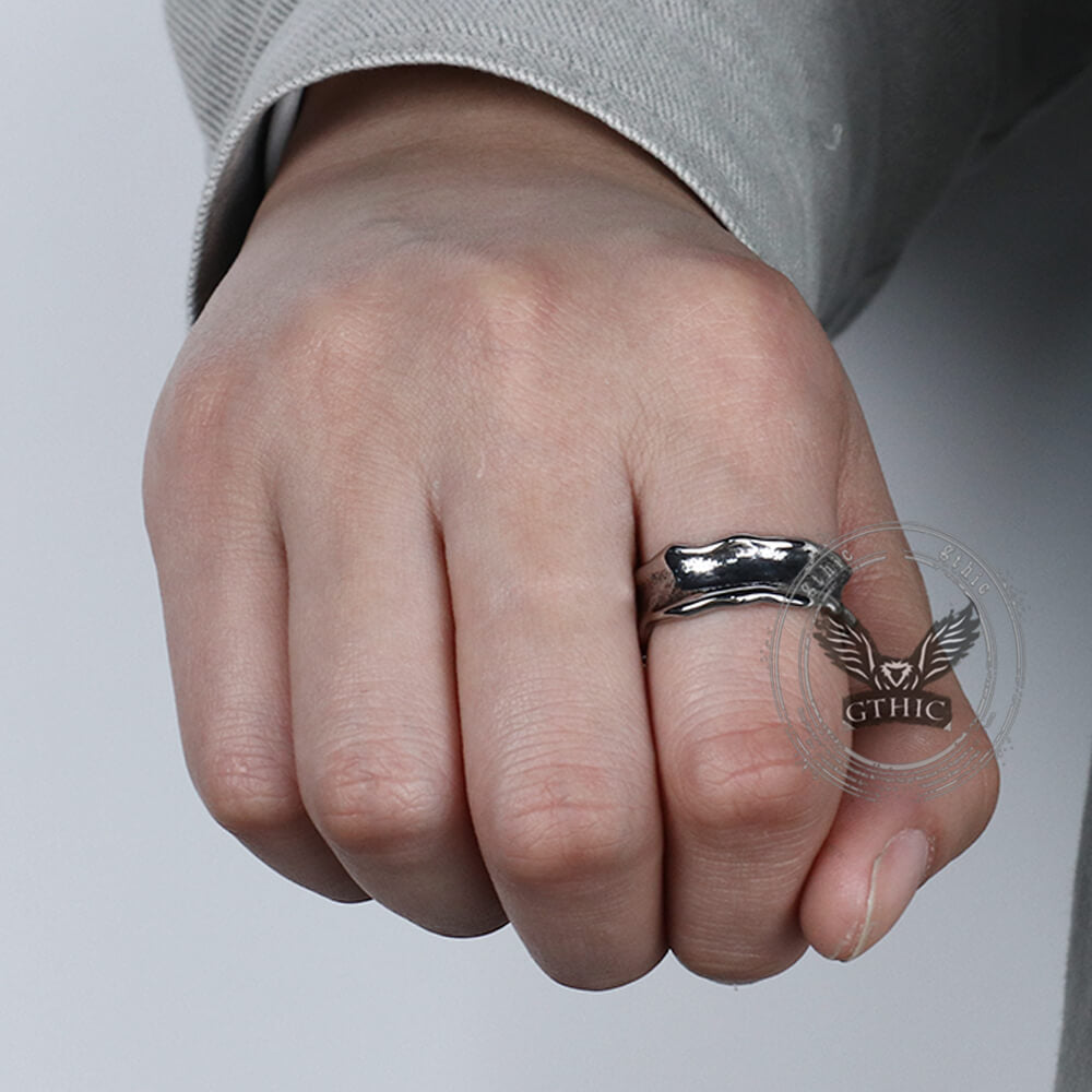 Vintage Wave Stainless Steel Simple Ring | Gthic.com