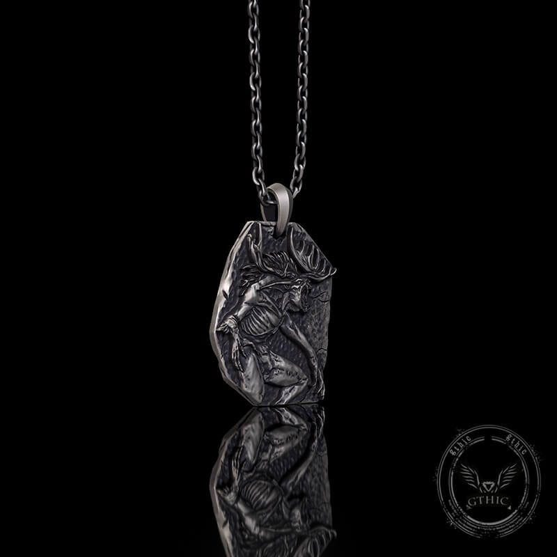 Vintage Wendigo Skull Sterling Silver Pendant 02 | Gthic.com