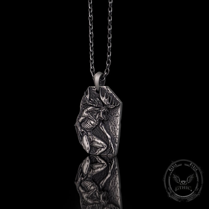 Vintage Wendigo Skull Sterling Silver Pendant 03 | Gthic.com