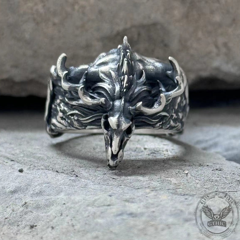 Vintage Wendigo Skull Sterling Silver Ring