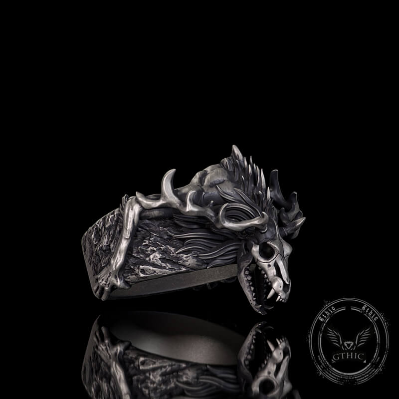 Vintage Wendigo Skull Sterling Silver Ring | Gthic.com