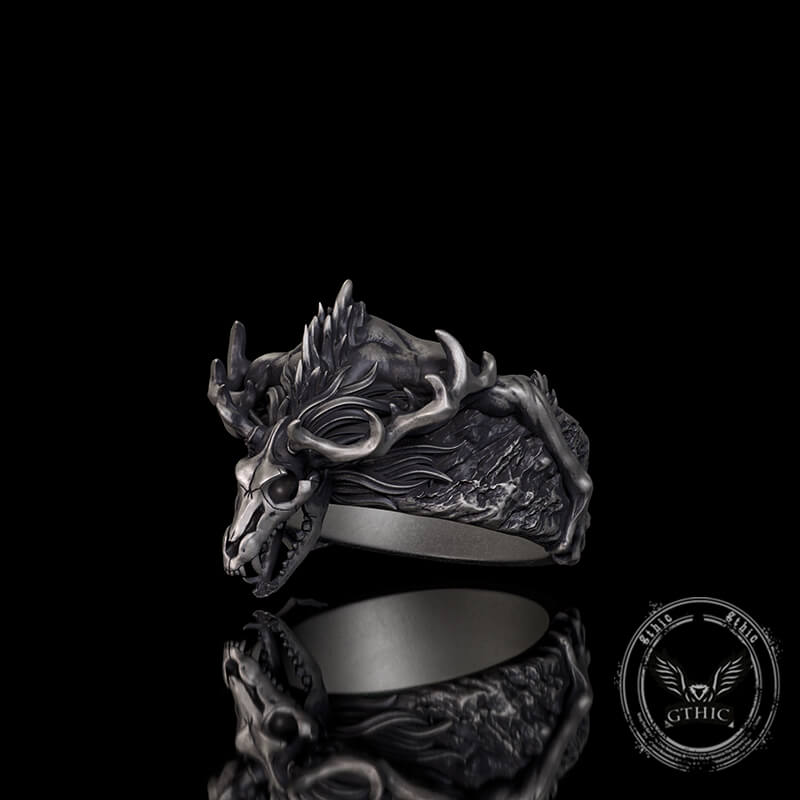 Vintage Wendigo Skull Sterling Silver Ring | Gthic.com