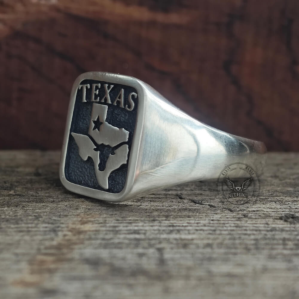 Vintage Western Texas Signet Sterling Silver Ring