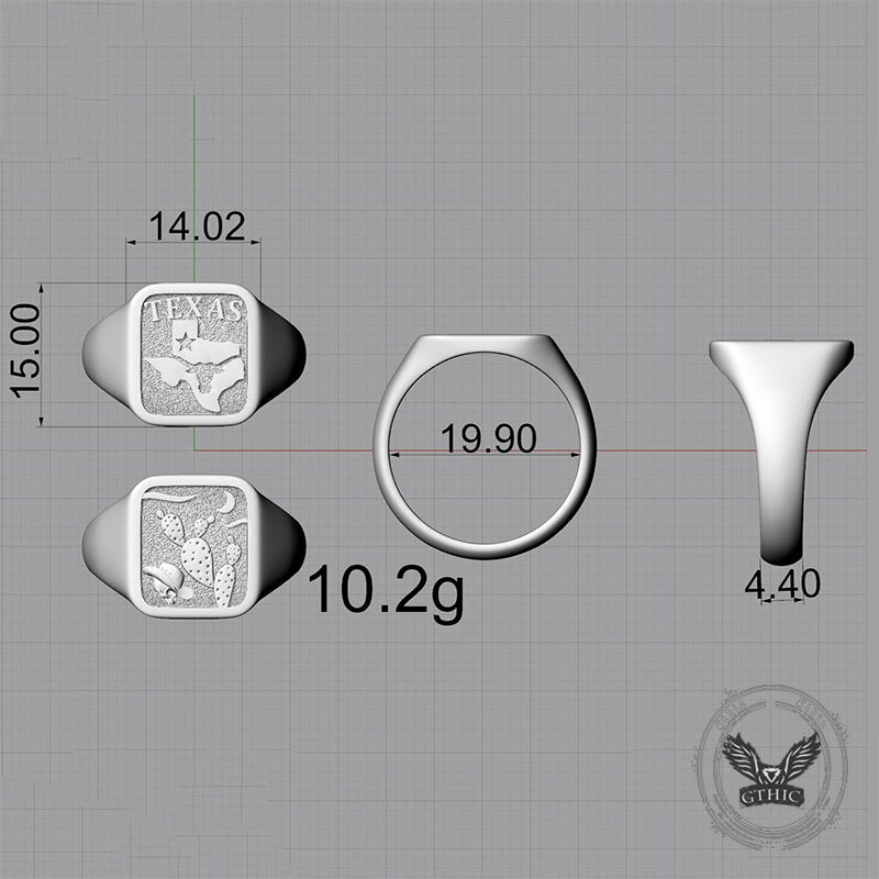 Vintage Western Texas Signet Sterling Silver Ring