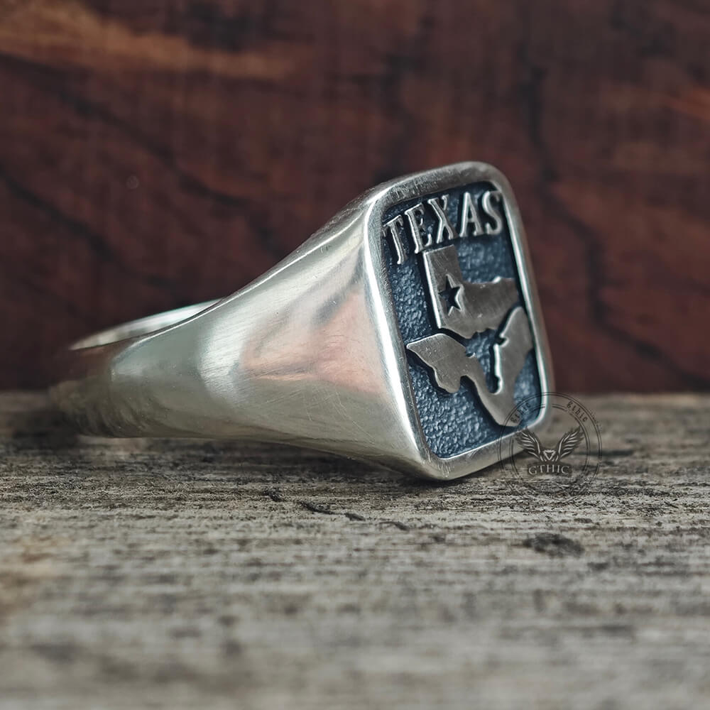 Vintage Western Texas Signet Sterling Silver Ring