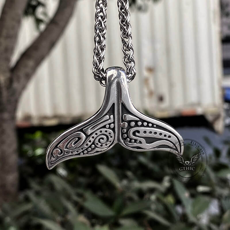 Vintage Whale Tail Stainless Steel Pendant | Gthic.com