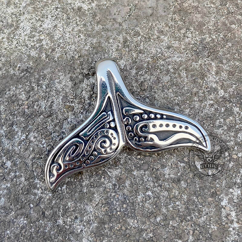 Vintage Whale Tail Stainless Steel Pendant | Gthic.com