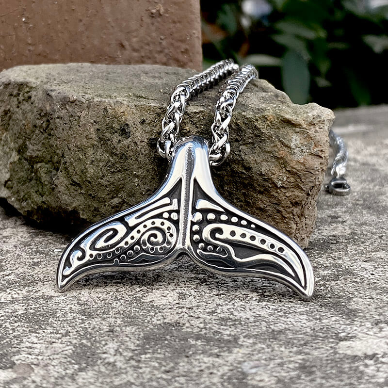 Vintage Whale Tail Stainless Steel Pendant | Gthic.com