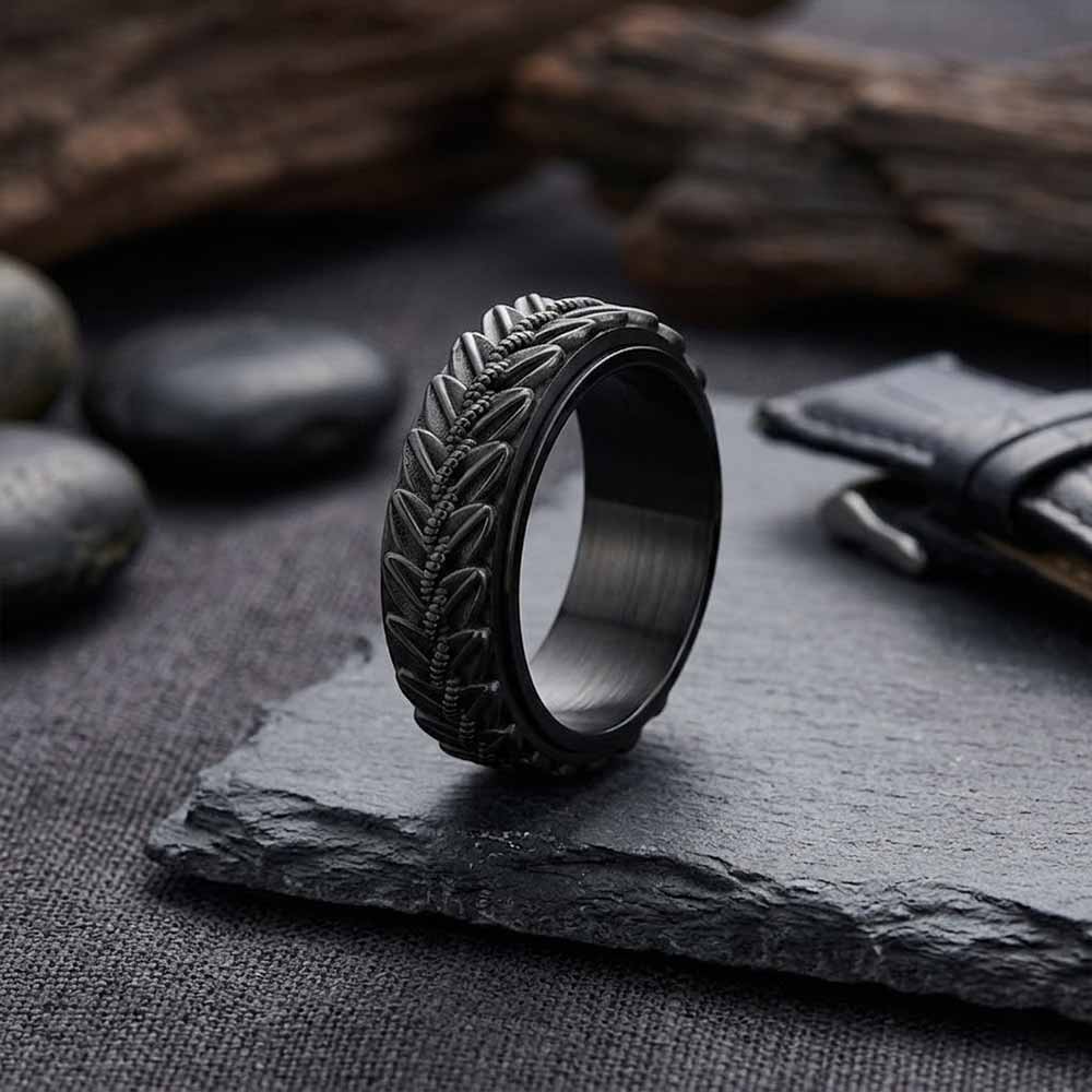Vintage Wheat Ear Stainless Steel Spinner Ring