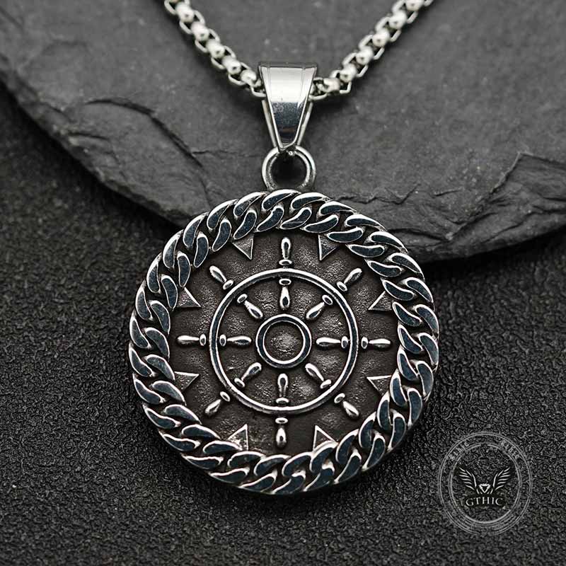 Vintage Wheel Anchor Stainless Steel Marine Pendant 02 | Gthic.com