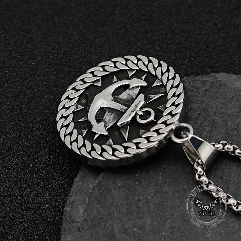 Vintage Wheel Anchor Stainless Steel Marine Pendant