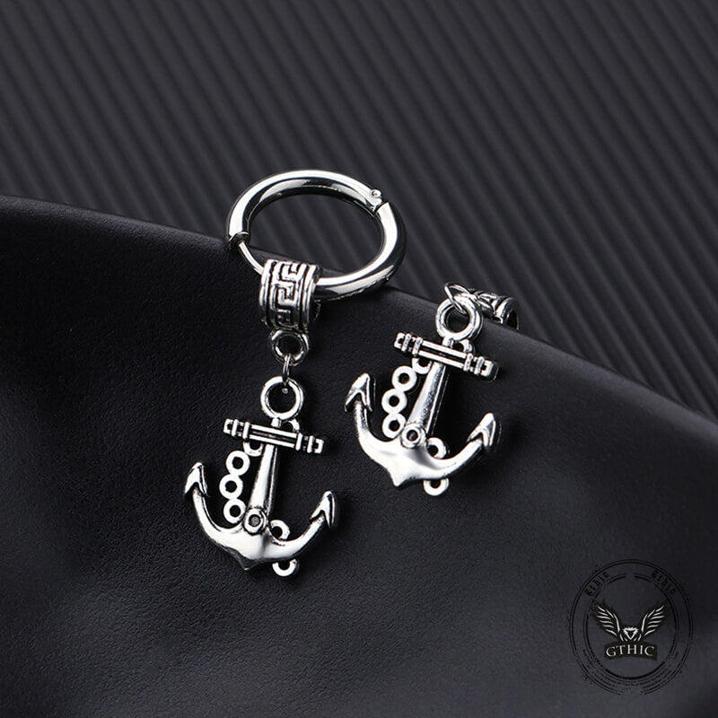 Vintage Wheel Ship Anchor Copper Earrings