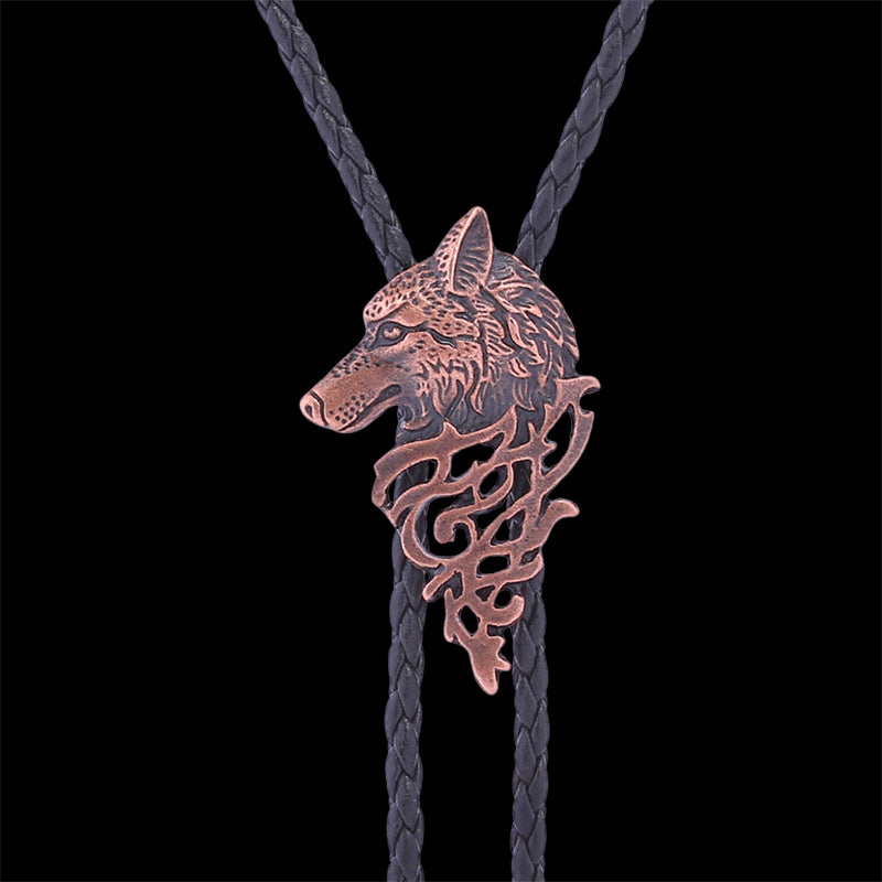 Vintage Wolf Head Alloy Animal Bolo Tie | Gthic.com