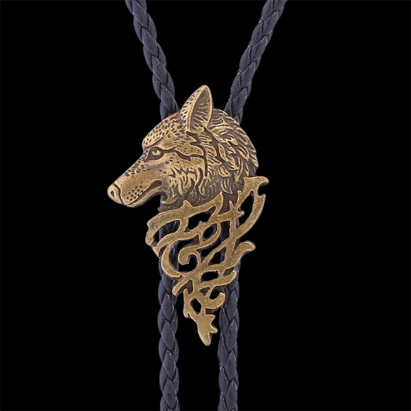 Vintage Wolf Head Alloy Animal Bolo Tie | Gthic.com