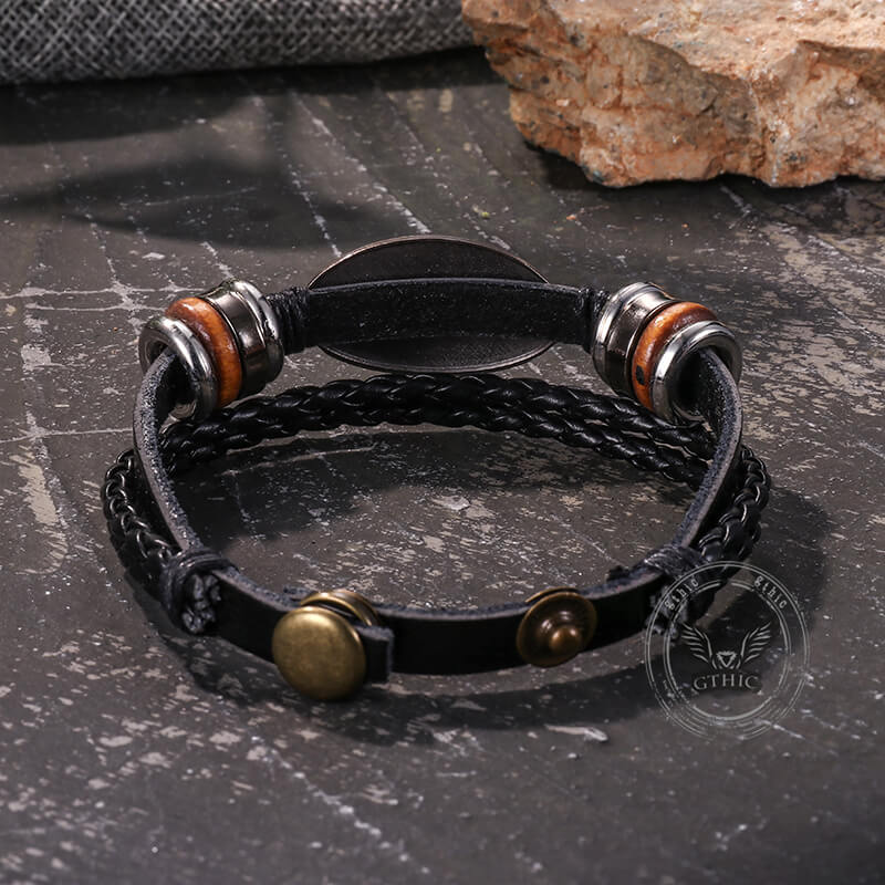 Vintage WWJD Letter Pattern Leather Snap-On Bracelet