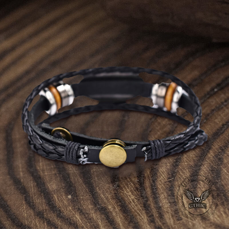 Vintage WWJD Letter Pattern Leather Snap-On Bracelet