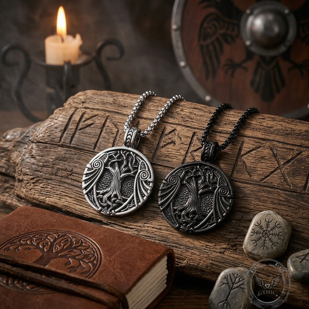 Vintage Yggdrasil Helm of Awe Stainless Steel Pendant | Gthic.com