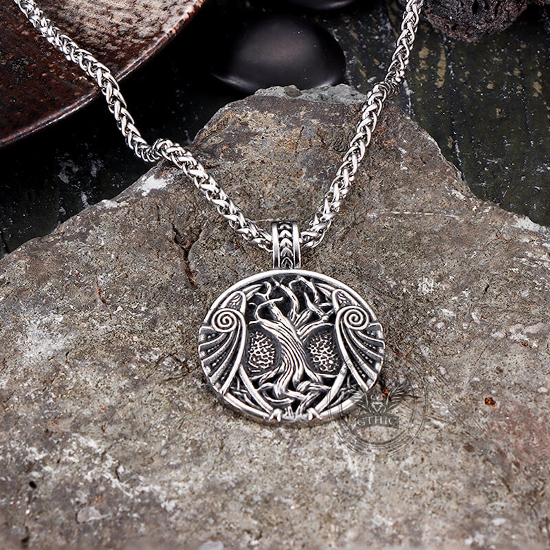 Vintage Yggdrasil Helm of Awe Stainless Steel Pendant