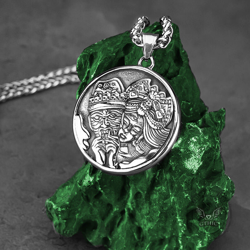 Vintage Zakiram Stainless Steel Round Pendant