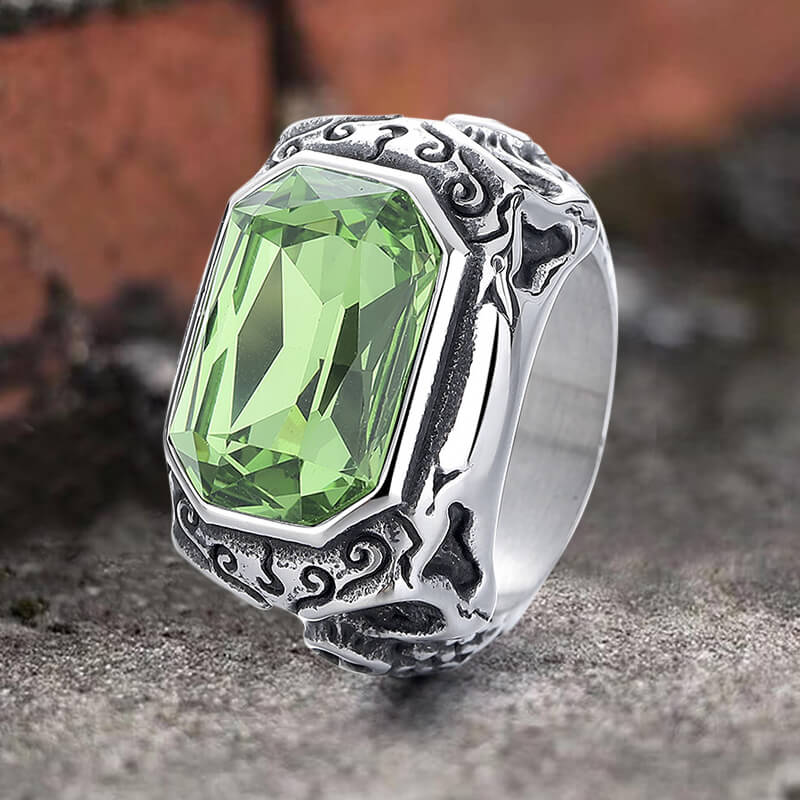 Vintage Zirconia Demon Eye Stainless Steel Skull Ring | Gthic.com