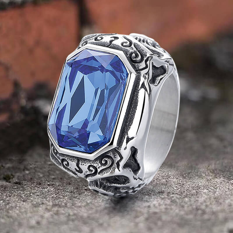 Vintage Zirconia Demon Eye Stainless Steel Skull Ring | Gthic.com