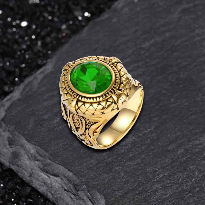 Vintage Zulfikar Sword Pattern Stainless Steel Gem Ring
