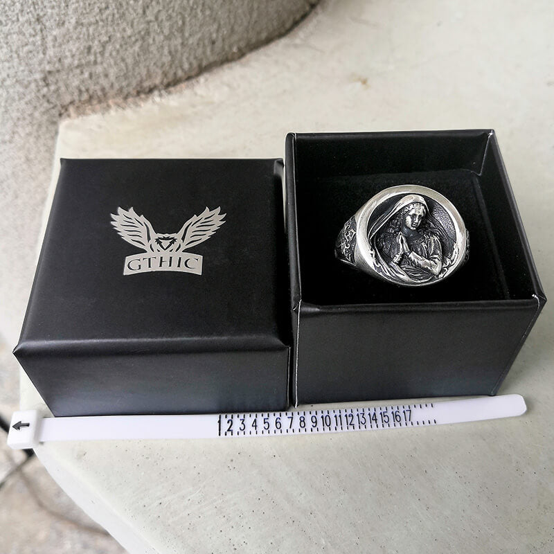Virgin Mary Prayer Sterling Silver Ring