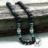 Volcanic Rock Stainless Steel Bead Necklace