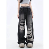 Washed Ripped Straight-leg Pants | Gthic.com
