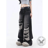 Washed Ripped Straight-leg Pants | Gthic.com