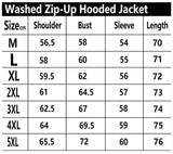 Gothic Dragon Cross Vintage Washed Zip-Up Hooded Jacket