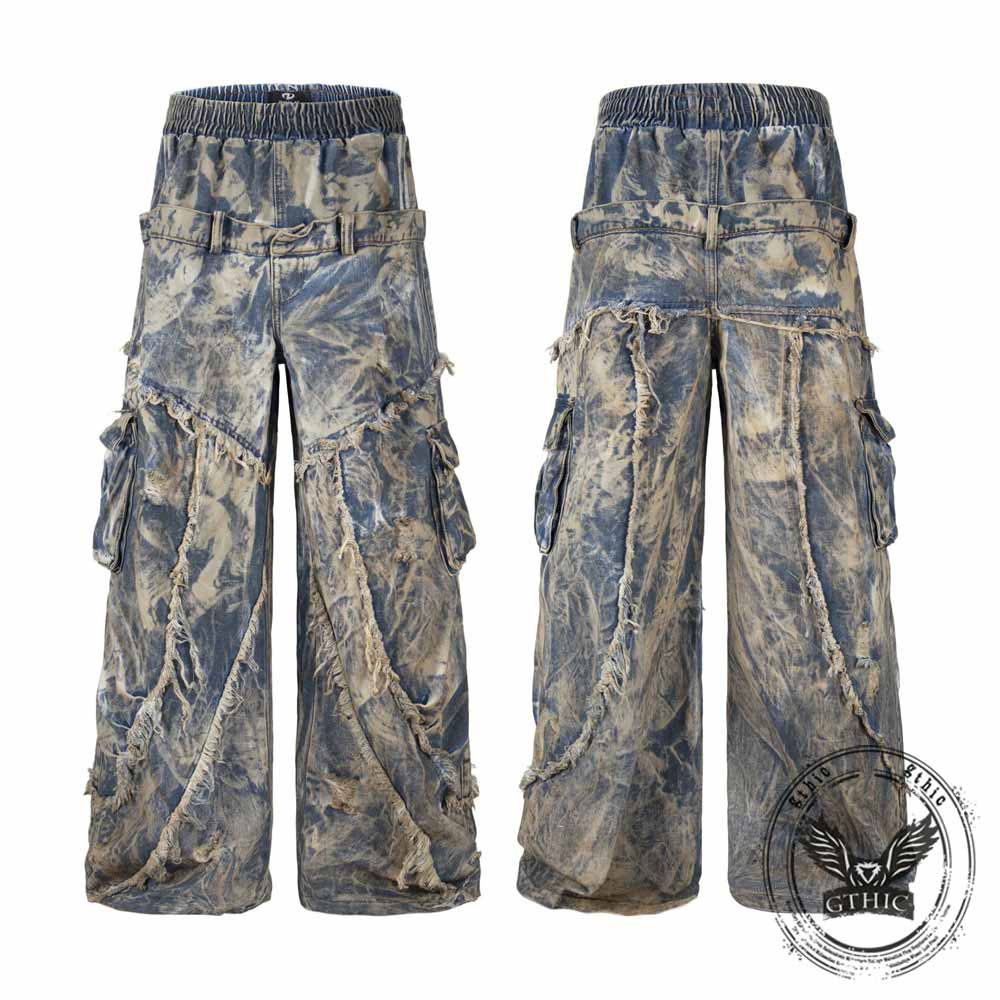 Wasteland-Style Y2K Washed Distressed Baggy Jeans