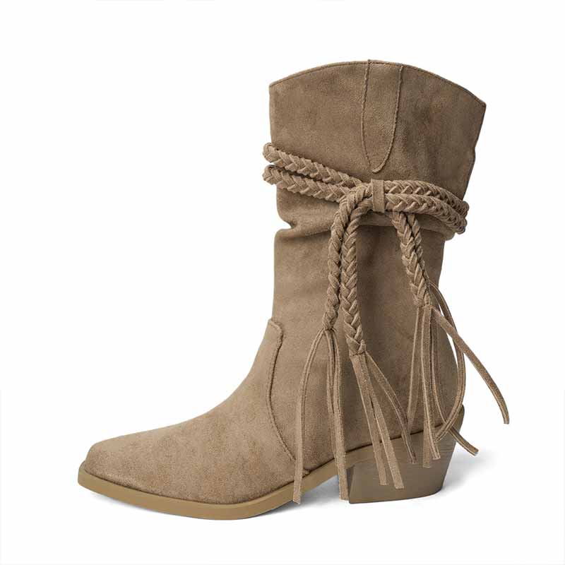 Wasteland Style Fringe Pointed Toe Martin Boots