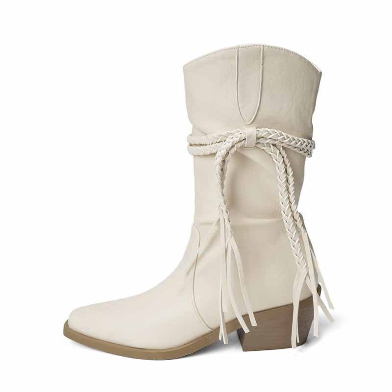 Wasteland Style Fringe Pointed Toe Martin Boots