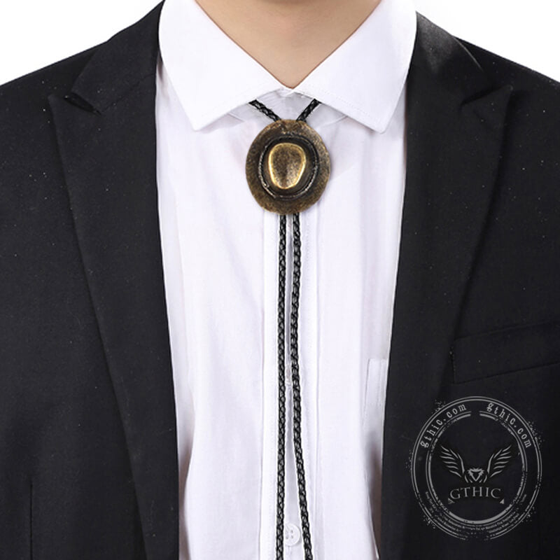 Western Cowboy Hat Design Alloy Bolo Tie