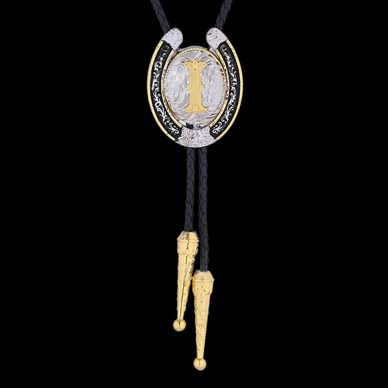 Western Cowboy Horseshoe Initial Letter Bolo Tie | Gthic.com
